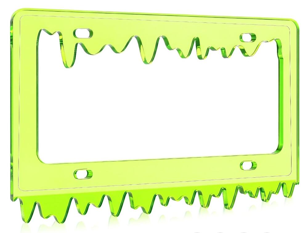 TIMTIN License Plate Frame Dripping Wavy Neon Green Acrylic Car Tag Holder Slim